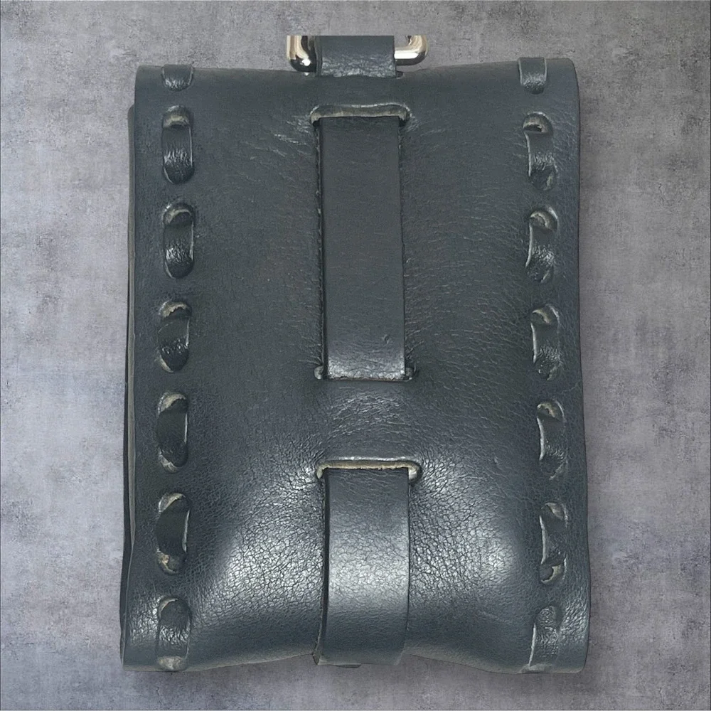 Vintage Harley Davidson Black Leather Utility Pouch Cigarette Case Swivel Hook